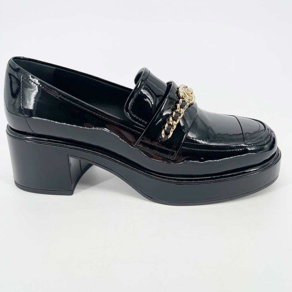 Chanel Fall Winter 2024 Black Patent CC Chain Platform Loafers EU 37 New In Box - Picture 3 of 12